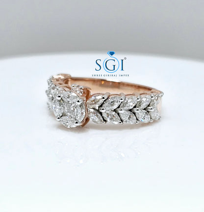 2.5ctw Moissanite Rose Gold Engagement Ring: Fancy Cut DE VVS