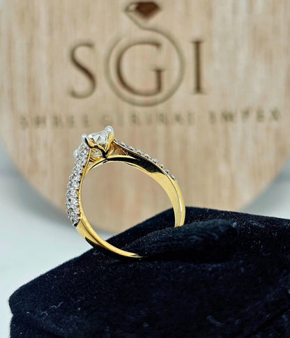 1.64ctw Lab-Grown Diamond Proposal Ring: Cushion & Round, Yellow Gold