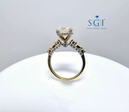 Yellow Gold Lab Grown Diamond Ring – 3 CTW with Marquise and Star Accents