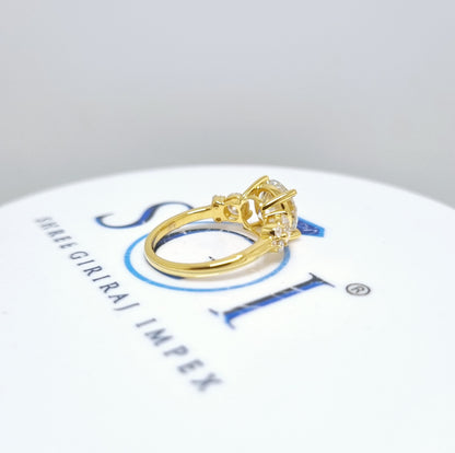 Yellow Gold Moissanite Engagement Ring – 4 CTW Round Cut with Side Stones