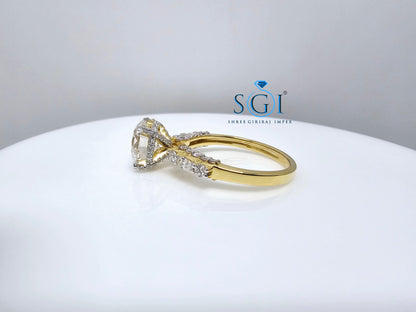 Yellow Gold Lab Grown Diamond Ring – 3 CTW with Marquise and Star Accents