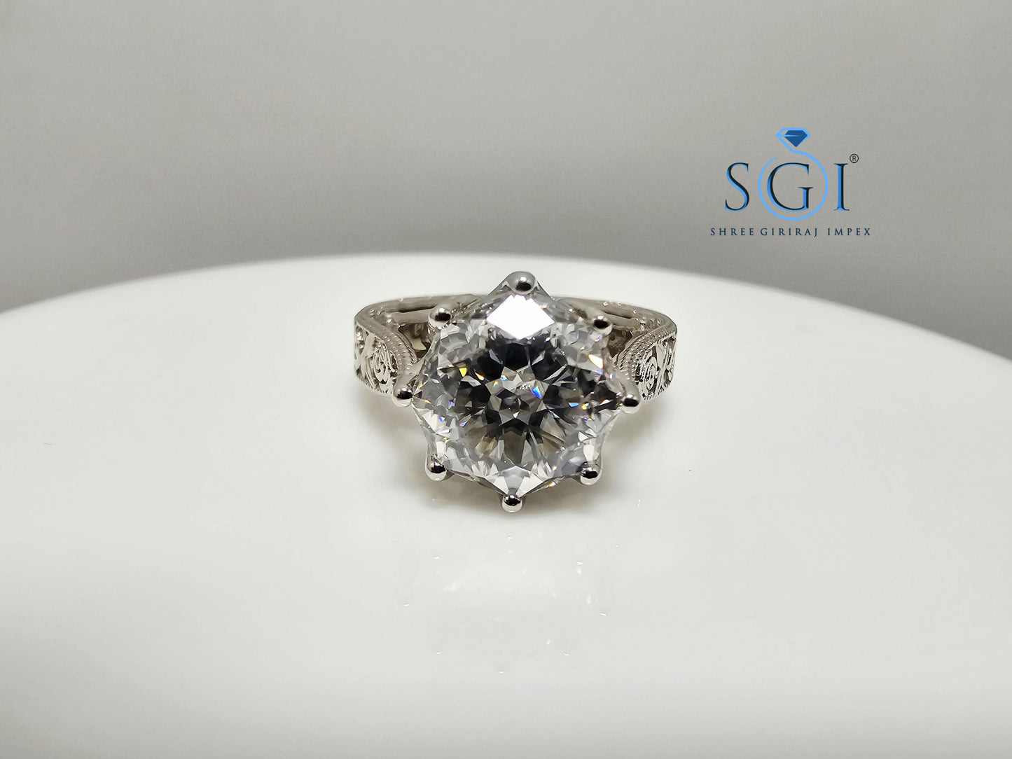 Antique Style Moissanite Ring | 925 Sterling Silver, 4.10 Ct