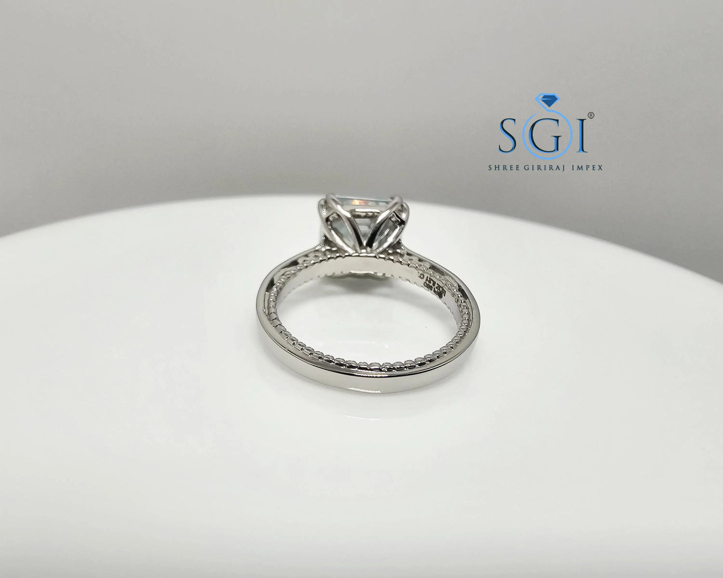 Aqua Blue Moissanite Diamond Ring 3.20 Carat Ascher Cut in Platinum – Elegant Engagement Jewelry