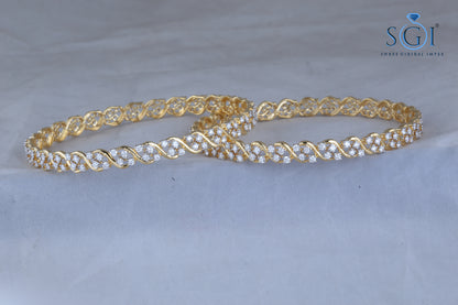 12ctw Round Brilliant Cut Moissanite Diamond Bangles, Indian Bangles Set, Traditional Bangles For Womens,Engagement Bridal Jewelry, 14K Gold Diamond  Bangles