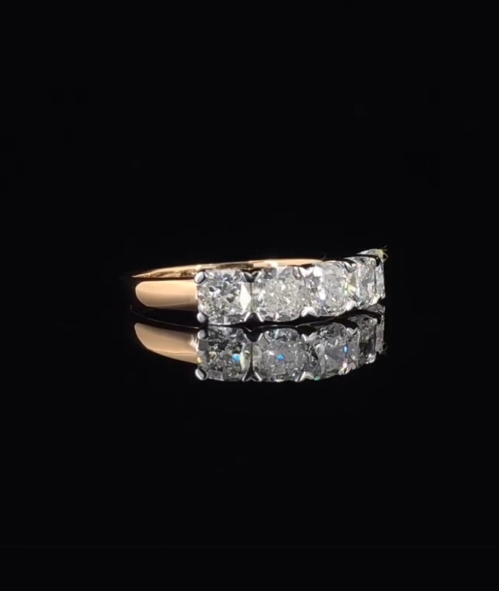 5mm Cushion shape White Moissanite Diamond Engagement Ring with 14k Yellow Gold