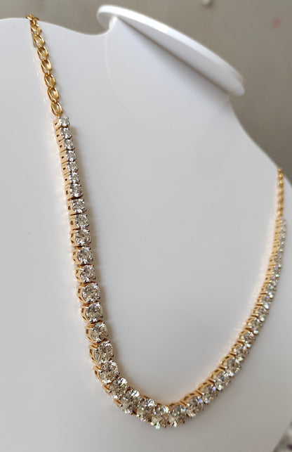 32.40 ct Round White D VVS1 Moissanite Diamone Necklace With 18k Yellow Gold