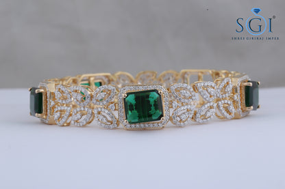 60ctw Green Lab Grown Emerald And Round Cut Moissanite Diamond Bangles, Emerald Green Yellow Gold Bangles, Bollywood Jewelry,Diamond jewelry, Fancy Bangles For Women, Wedding Bangle Collection