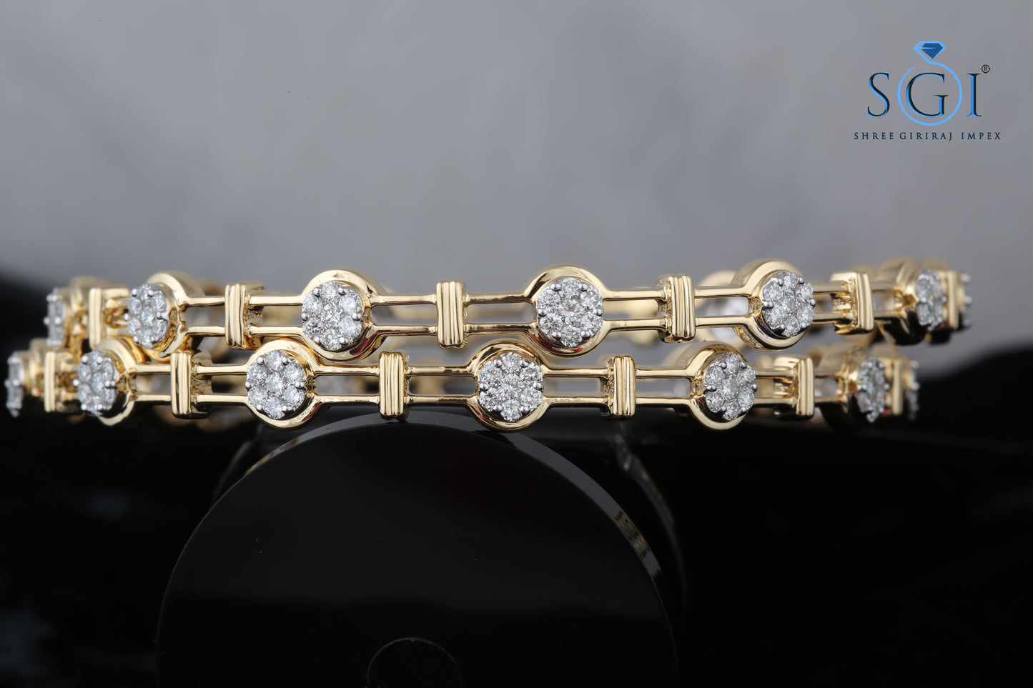 13.80ctw Moissanite Round Cut Diamond Bangles, 8K Solid Gold Wedding Wear Bangles,Fine Diamond Bangles, Floral Designer Bangle Collection At Best Price For Womens