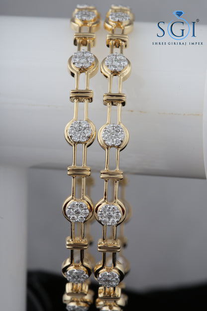 13.80ctw Moissanite Round Cut Diamond Bangles, 8K Solid Gold Wedding Wear Bangles,Fine Diamond Bangles, Floral Designer Bangle Collection At Best Price For Womens