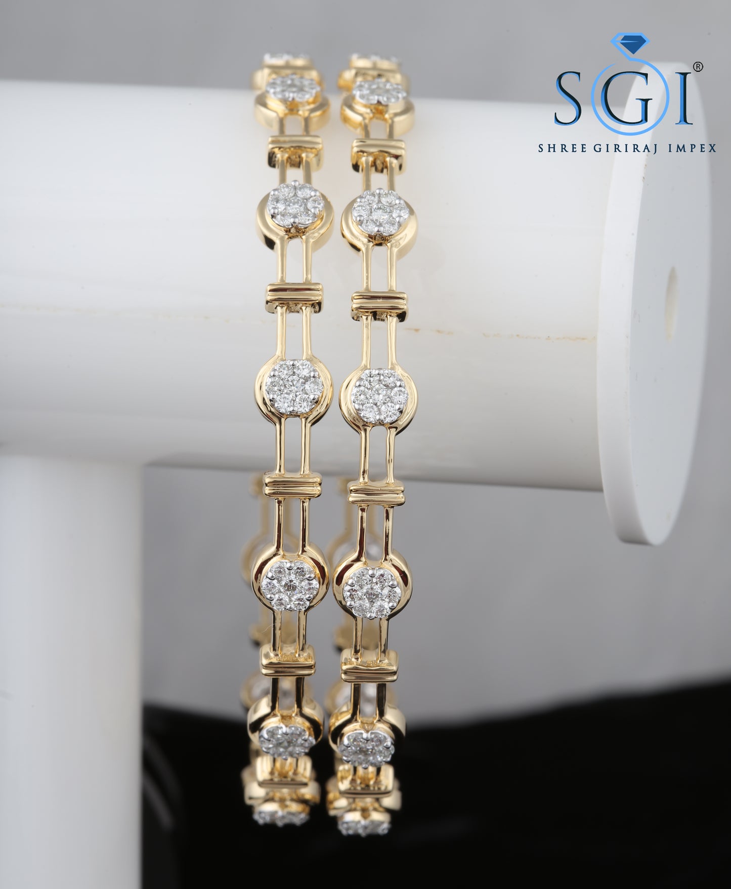 13.80ctw Moissanite Round Cut Diamond Bangles, 8K Solid Gold Wedding Wear Bangles,Fine Diamond Bangles, Floral Designer Bangle Collection At Best Price For Womens