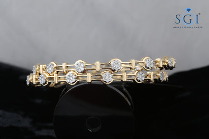 13.80ctw Moissanite Round Cut Diamond Bangles, 8K Solid Gold Wedding Wear Bangles,Fine Diamond Bangles, Floral Designer Bangle Collection At Best Price For Womens