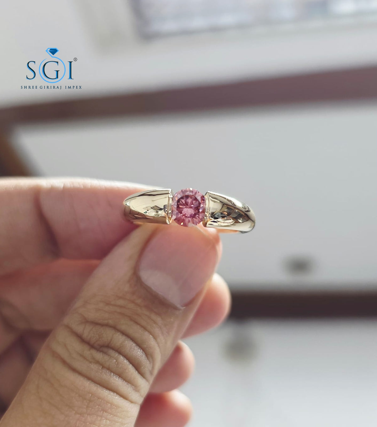 1.00 CT Purple CVD Lab Grown Diamond Men’s Ring, 6mm Round Solitaire Gold Ring, Modern Men’s Engagement Jewelry, Luxury Gift for Him