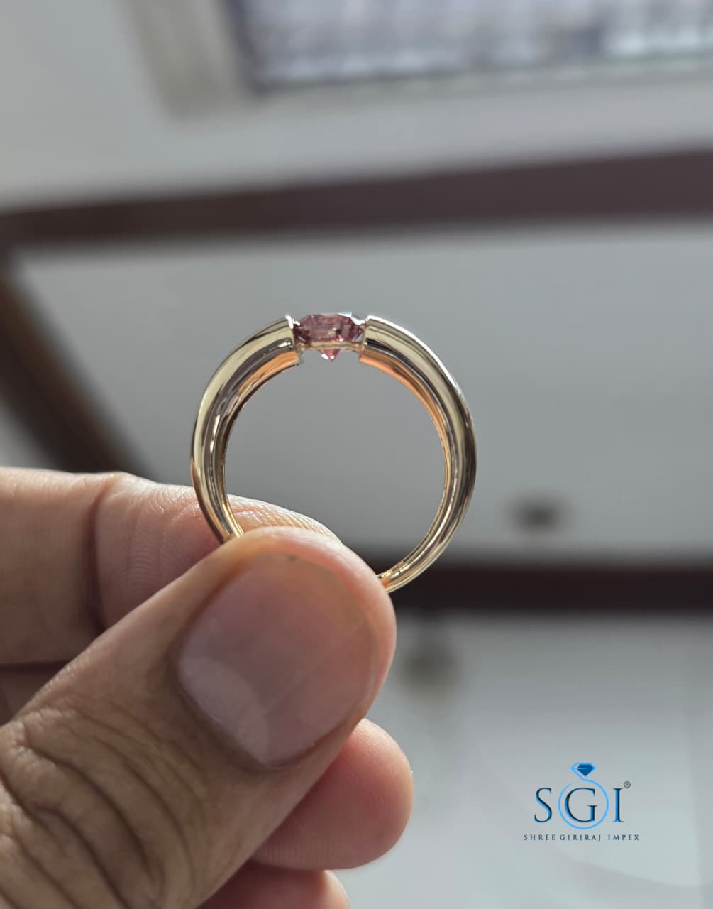 1.00 CT Purple CVD Lab Grown Diamond Men’s Ring, 6mm Round Solitaire Gold Ring, Modern Men’s Engagement Jewelry, Luxury Gift for Him