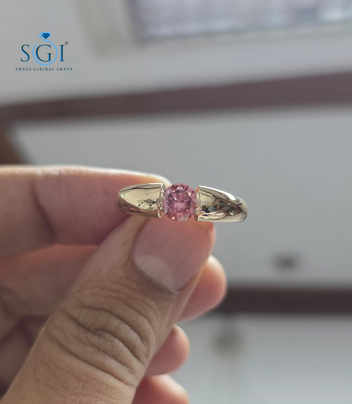 1.00 CT Purple CVD Lab Grown Diamond Men’s Ring, 6mm Round Solitaire Gold Ring, Modern Men’s Engagement Jewelry, Luxury Gift for Him