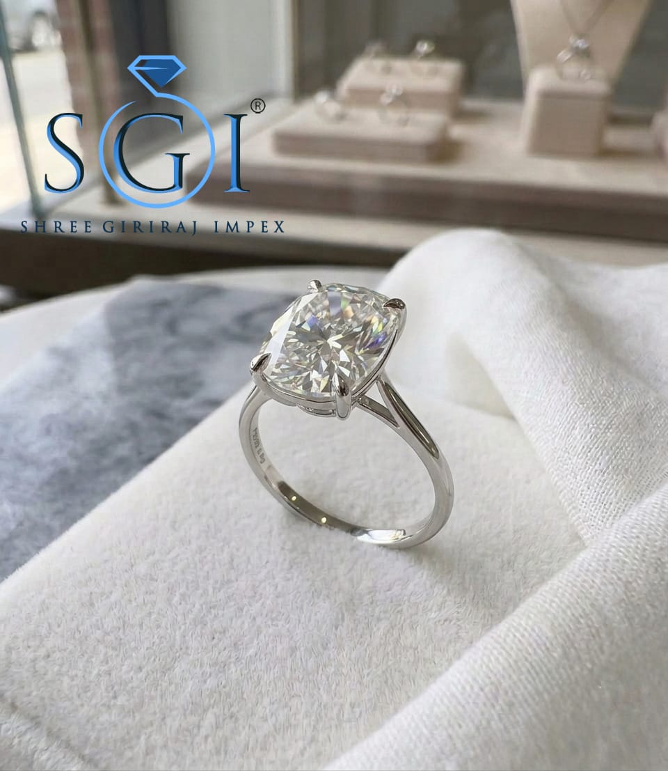3.70 CT Elongated Cushion Moissanite Ring, 8x10mm White Moissanite F Color VVS1, Luxury Engagement Ring, Custom Fine Jewelry