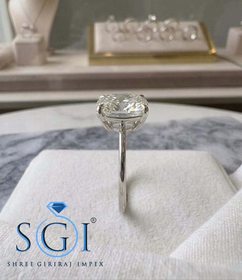 3.70 CT Elongated Cushion Moissanite Ring, 8x10mm White Moissanite F Color VVS1, Luxury Engagement Ring, Custom Fine Jewelry