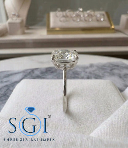 3.70 CT Elongated Cushion Moissanite Ring, 8x10mm White Moissanite F Color VVS1, Luxury Engagement Ring, Custom Fine Jewelry