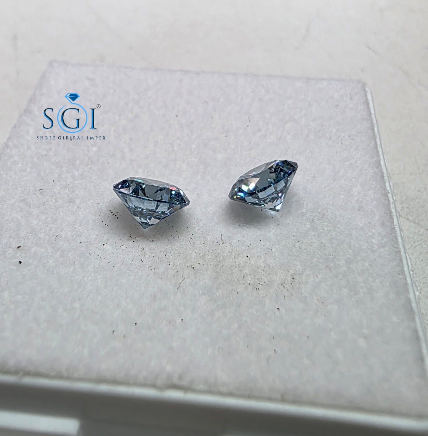 **4.50 CTW Blue CVD Lab Grown Diamond 8mm Round Loose Stones | Premium Blue Lab Created Diamonds for Custom Jewelry**