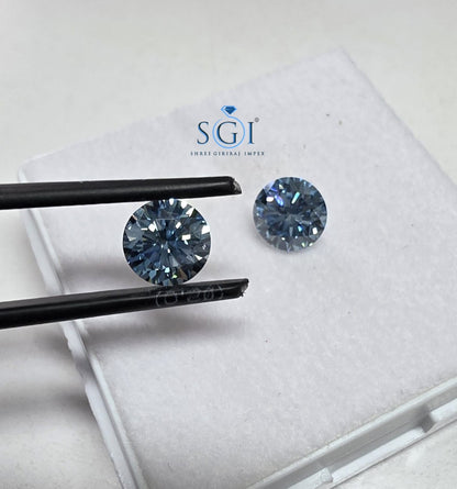 **4.50 CTW Blue CVD Lab Grown Diamond 8mm Round Loose Stones | Premium Blue Lab Created Diamonds for Custom Jewelry**