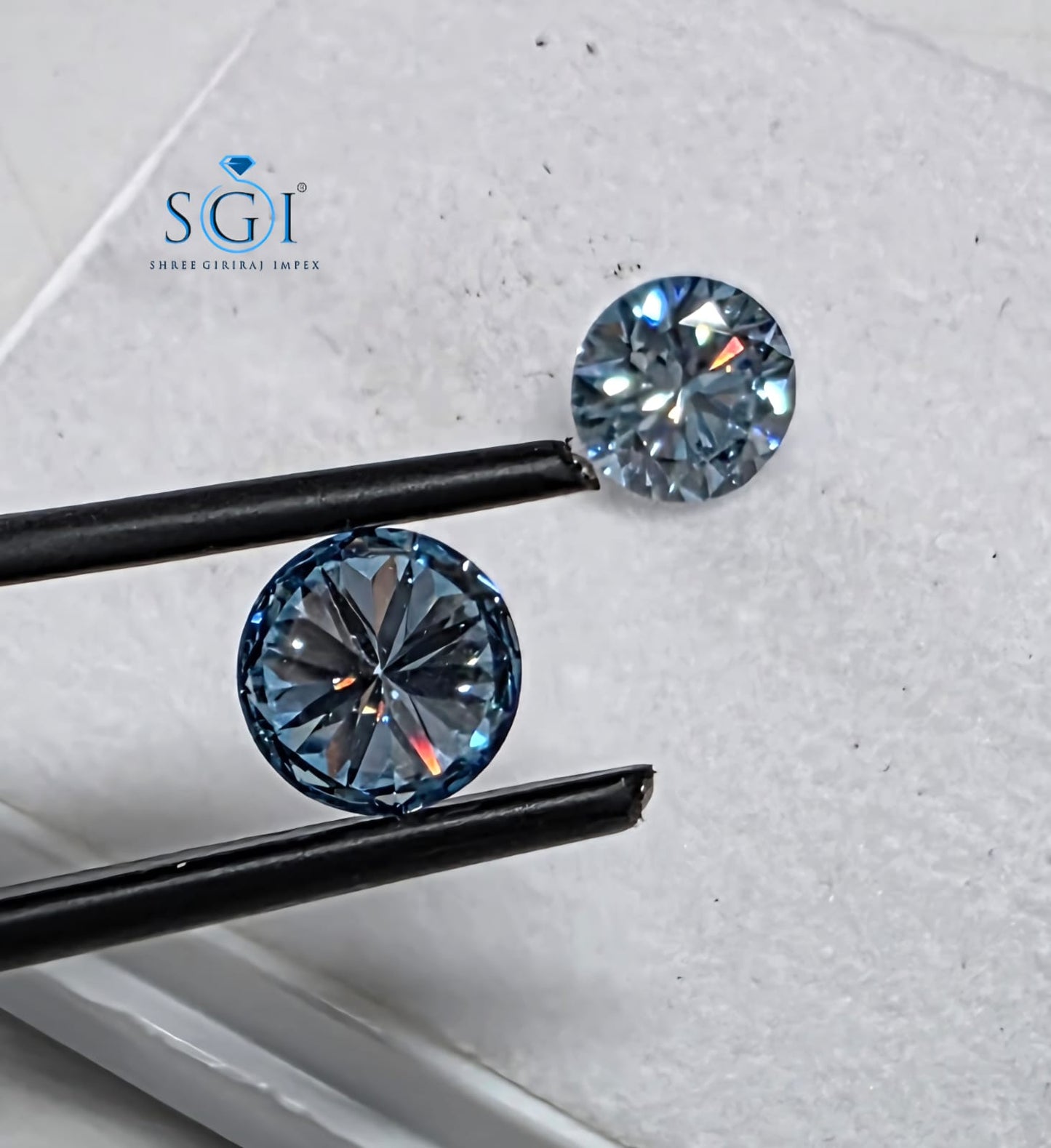 **4.50 CTW Blue CVD Lab Grown Diamond 8mm Round Loose Stones | Premium Blue Lab Created Diamonds for Custom Jewelry**