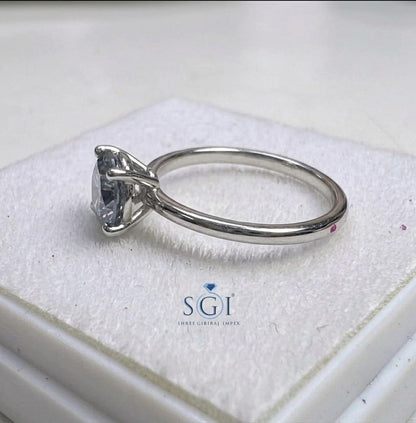 **4.5 CTW Blue CVD Lab Grown Diamond Ring | 8mm Round Blue Lab Created Diamond Ring for Wholesale & Custom Jewelry**
