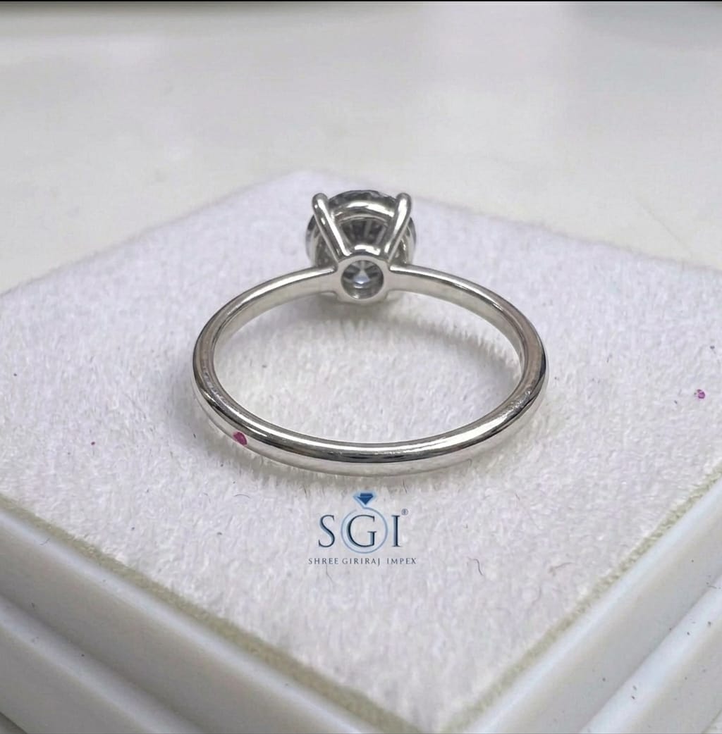 **4.5 CTW Blue CVD Lab Grown Diamond Ring | 8mm Round Blue Lab Created Diamond Ring for Wholesale & Custom Jewelry**