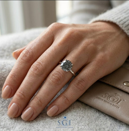**2 CTW Blue CVD Lab Grown Diamond Ring | 8mm Round Blue Lab Created Diamond Ring for Wholesale & Custom Jewelry**
