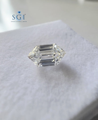 2 CT Hexagon Shape CVD Lab Grown Diamond | G Color VS1 Premium Lab Created Loose Diamond for Jewelry