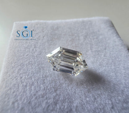 2 CT Hexagon Shape CVD Lab Grown Diamond | G Color VS1 Premium Lab Created Loose Diamond for Jewelry