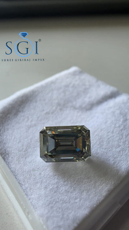 3.03 CT Green Blue Moissanite Loose Stone | 10mm Emerald Cut Lab Created Gemstone