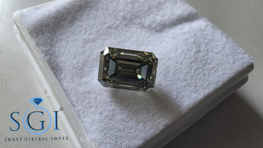 3.03 CT Green Blue Moissanite Loose Stone | 10mm Emerald Cut Lab Created Gemstone