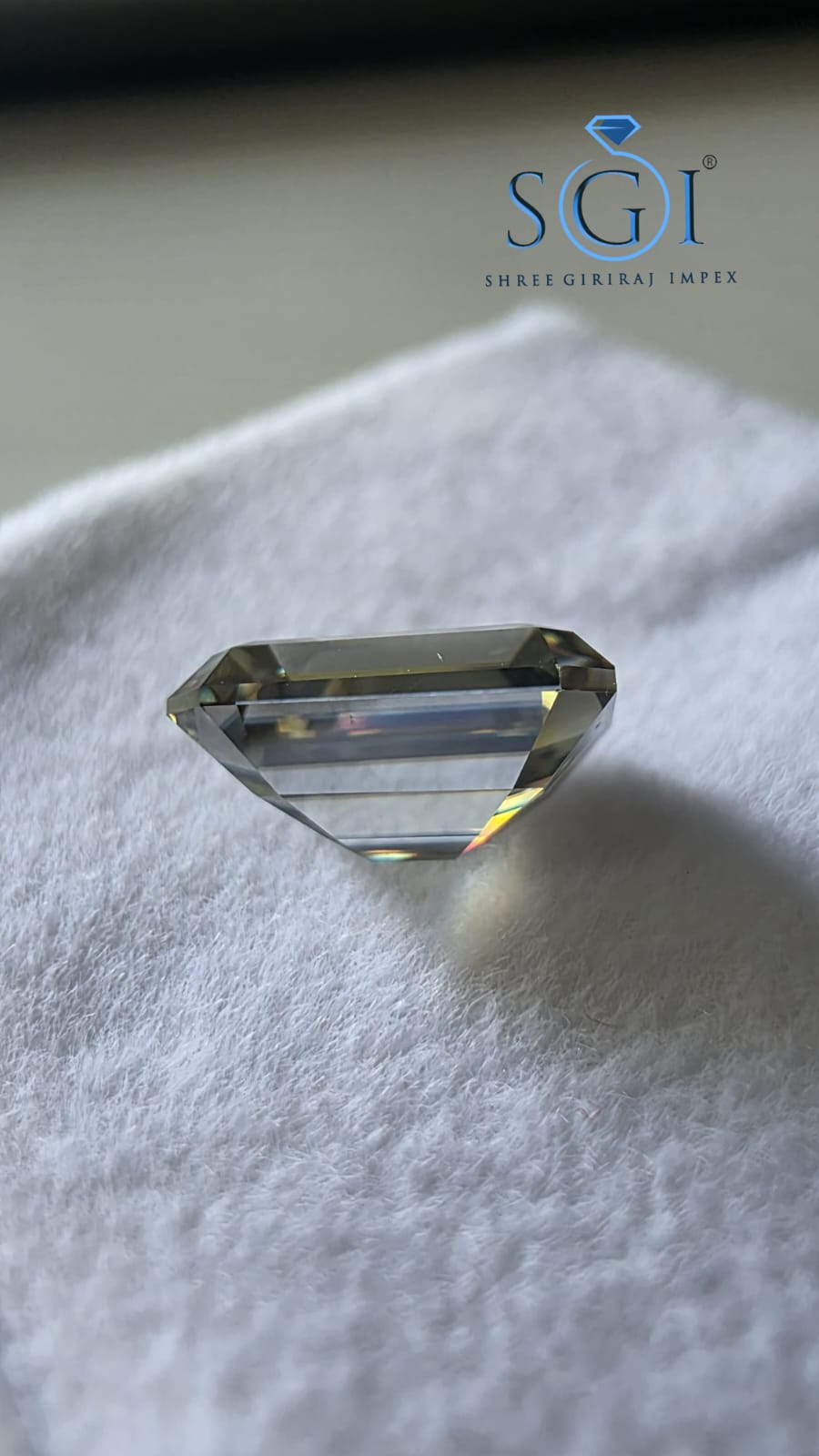 3.03 CT Green Blue Moissanite Loose Stone | 10mm Emerald Cut Lab Created Gemstone
