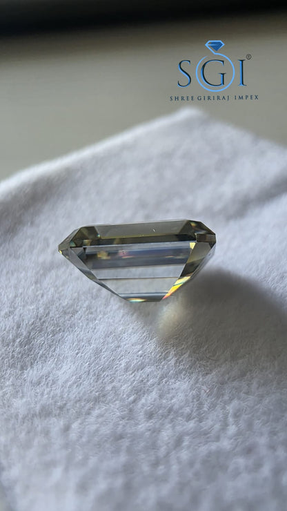 3.03 CT Green Blue Moissanite Loose Stone | 10mm Emerald Cut Lab Created Gemstone