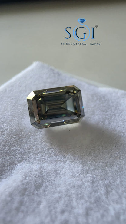 3.03 CT Green Blue Moissanite Loose Stone | 10mm Emerald Cut Lab Created Gemstone
