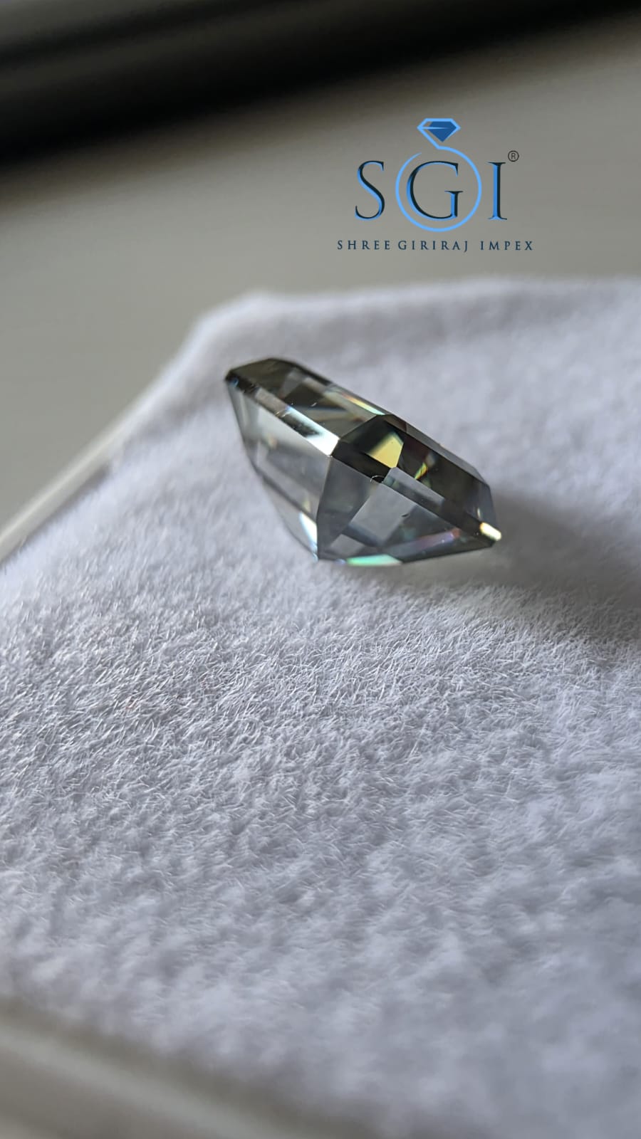 3.03 CT Green Blue Moissanite Loose Stone | 10mm Emerald Cut Lab Created Gemstone