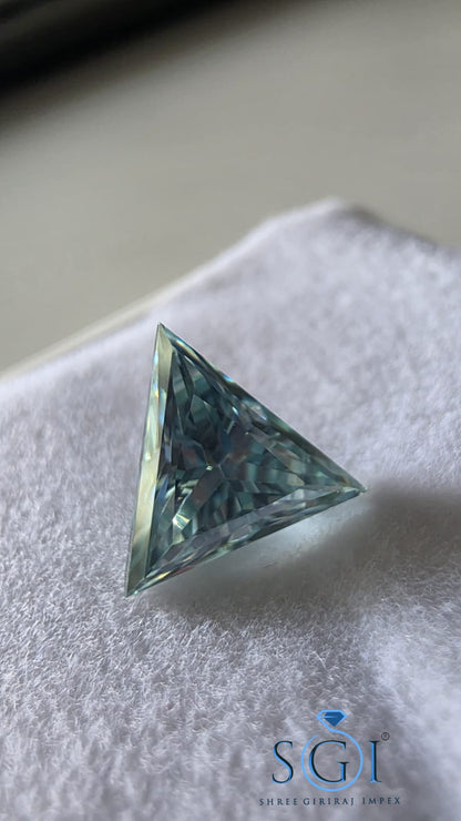 2.90ct Aqua Blue Triangle Cut Moissanite Loose Gemstone, 11.50mm Lab Created Fancy Color Stone for Custom Jewelry