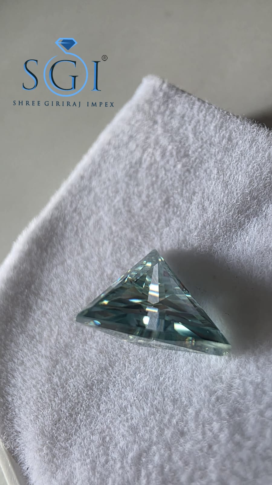 2.90ct Aqua Blue Triangle Cut Moissanite Loose Gemstone, 11.50mm Lab Created Fancy Color Stone for Custom Jewelry