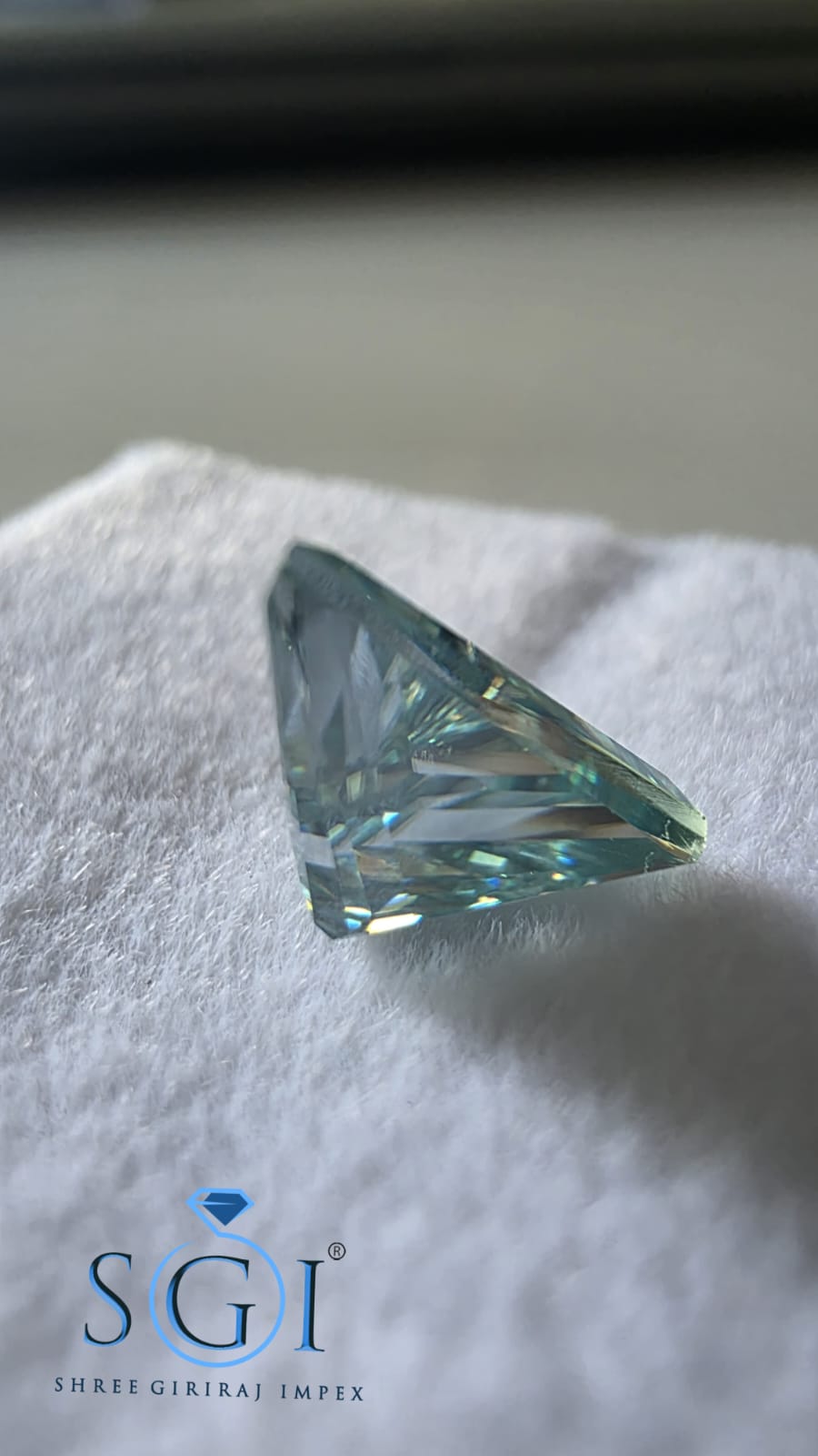 2.90ct Aqua Blue Triangle Cut Moissanite Loose Gemstone, 11.50mm Lab Created Fancy Color Stone for Custom Jewelry