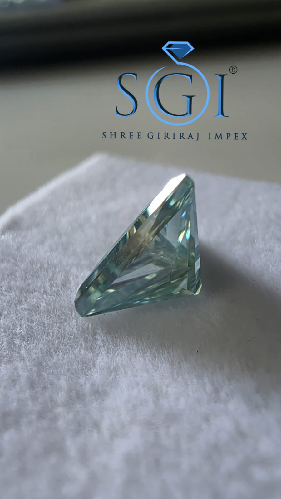 2.90ct Aqua Blue Triangle Cut Moissanite Loose Gemstone, 11.50mm Lab Created Fancy Color Stone for Custom Jewelry