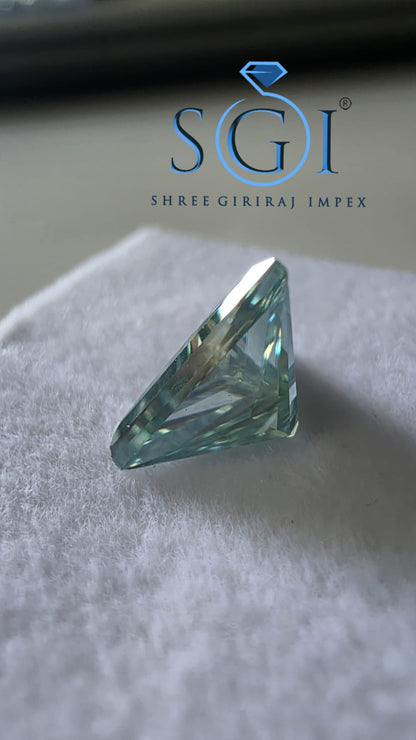 2.90ct Aqua Blue Triangle Cut Moissanite Loose Gemstone, 11.50mm Lab Created Fancy Color Stone for Custom Jewelry
