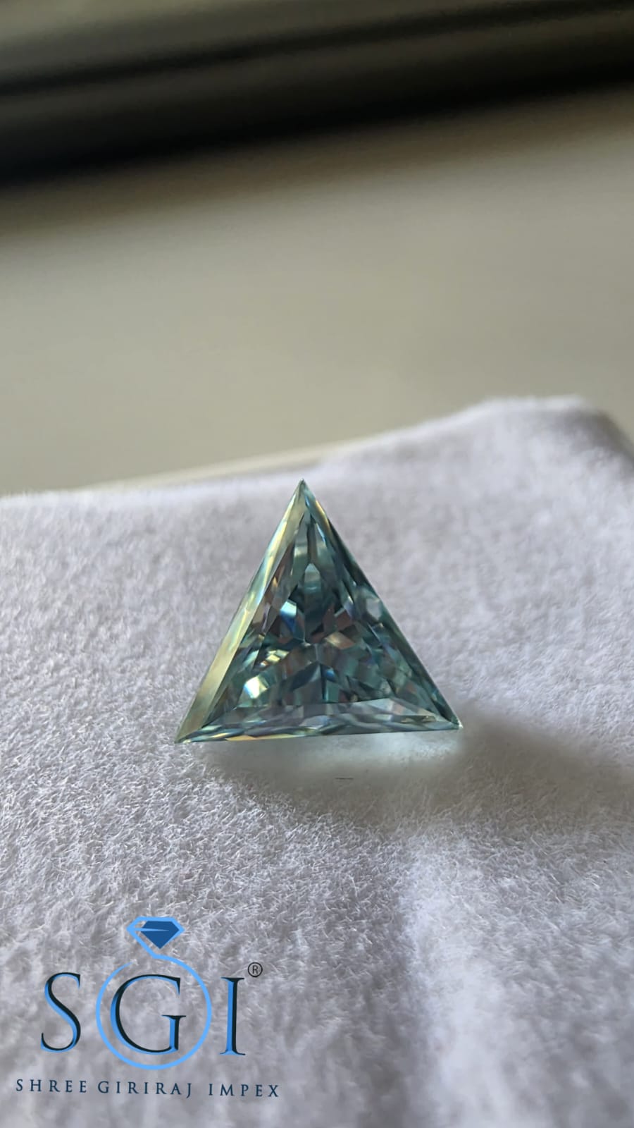 2.90ct Aqua Blue Triangle Cut Moissanite Loose Gemstone, 11.50mm Lab Created Fancy Color Stone for Custom Jewelry