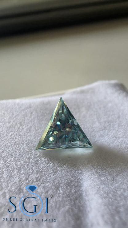 2.90ct Aqua Blue Triangle Cut Moissanite Loose Gemstone, 11.50mm Lab Created Fancy Color Stone for Custom Jewelry