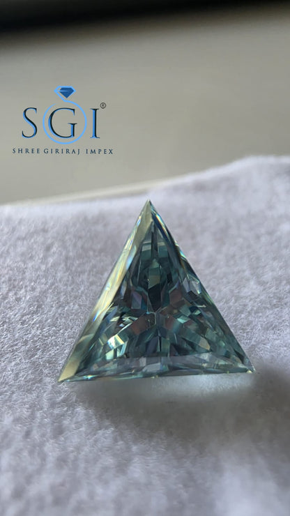 2.90ct Aqua Blue Triangle Cut Moissanite Loose Gemstone, 11.50mm Lab Created Fancy Color Stone for Custom Jewelry