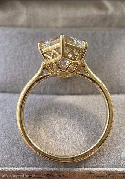 **2 CT Hexagon CVD Lab Grown Diamond Engagement Ring | G Color VS1 | Gold Lab Created Diamond Ring**