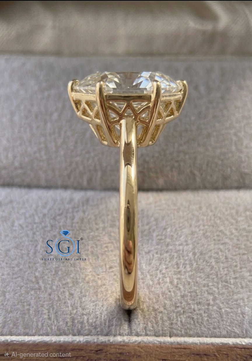 **2 CT Hexagon CVD Lab Grown Diamond Engagement Ring | G Color VS1 | Gold Lab Created Diamond Ring**