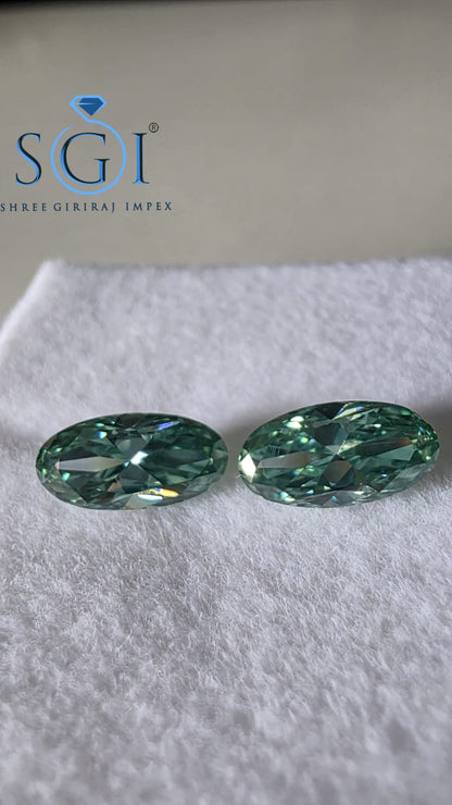 2.30ct Green Oval Moissanite 5x10mm, Lab Created Loose Gemstone for Custom Rings, Pendants and Jewelry Designs