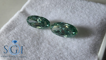 2.30ct Green Oval Moissanite 5x10mm, Lab Created Loose Gemstone for Custom Rings, Pendants and Jewelry Designs