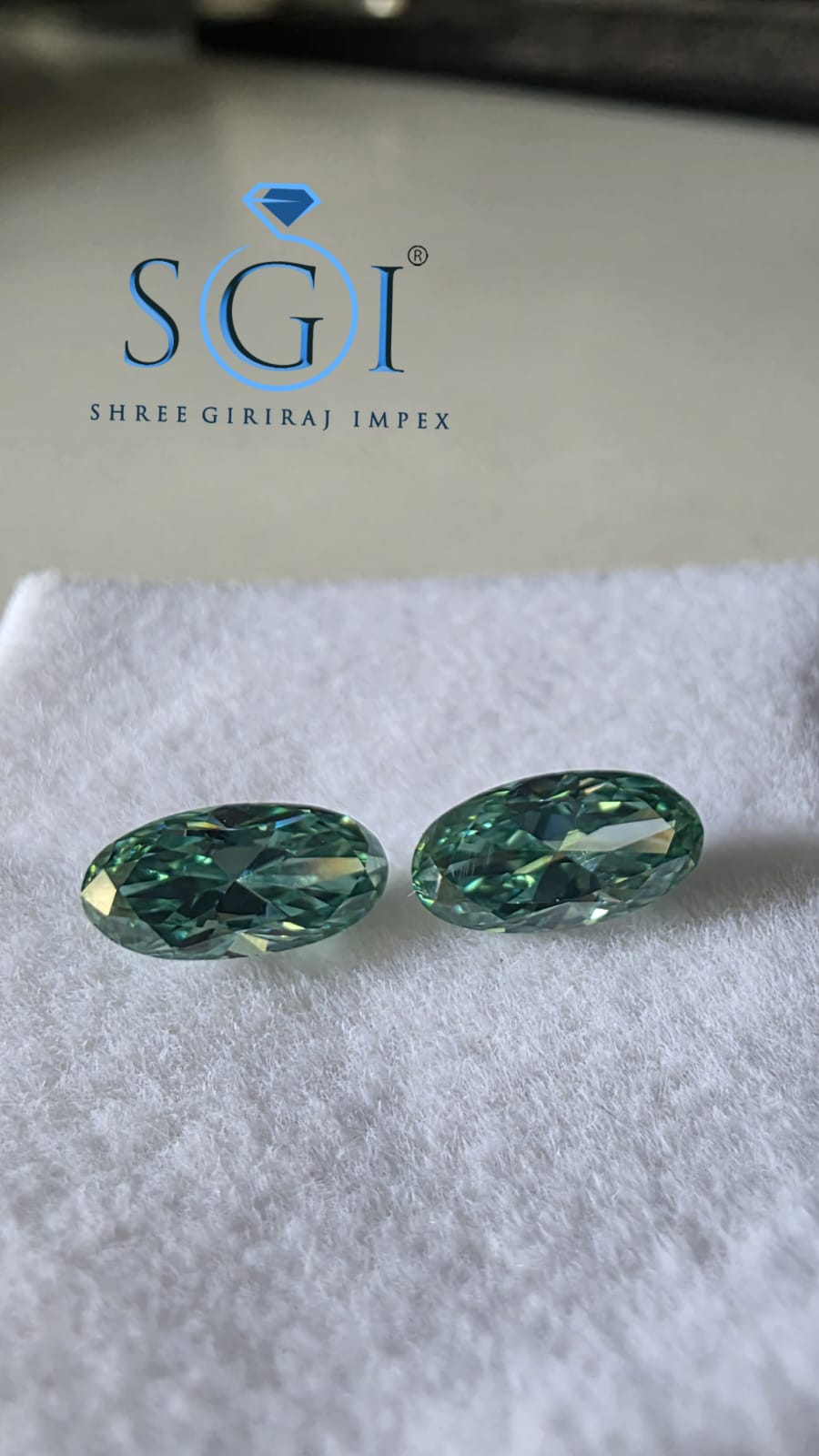 2.30ct Green Oval Moissanite 5x10mm, Lab Created Loose Gemstone for Custom Rings, Pendants and Jewelry Designs