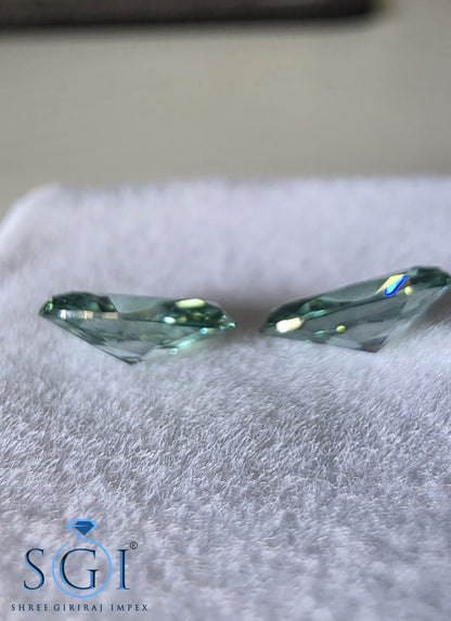 2.30ct Green Oval Moissanite 5x10mm, Lab Created Loose Gemstone for Custom Rings, Pendants and Jewelry Designs