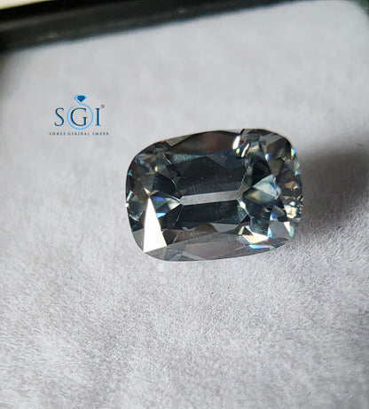 3 CT Grey Elongated Cushion Moissanite 10x7mm | Old European Cut Lab Created Loose Gemstone